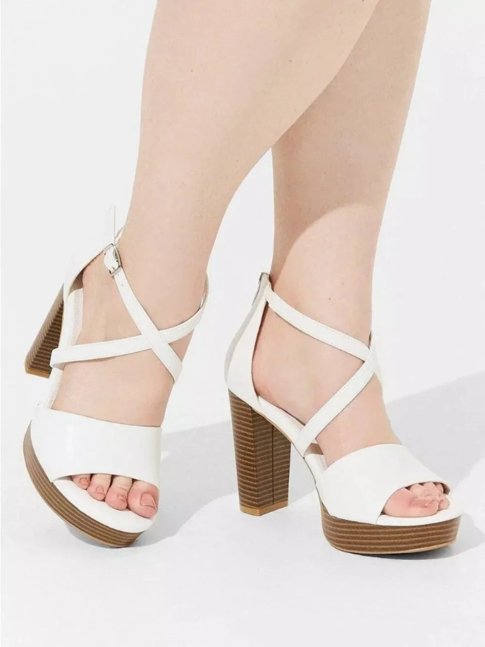 Crisscross Platform Heeled Sandal (WW)